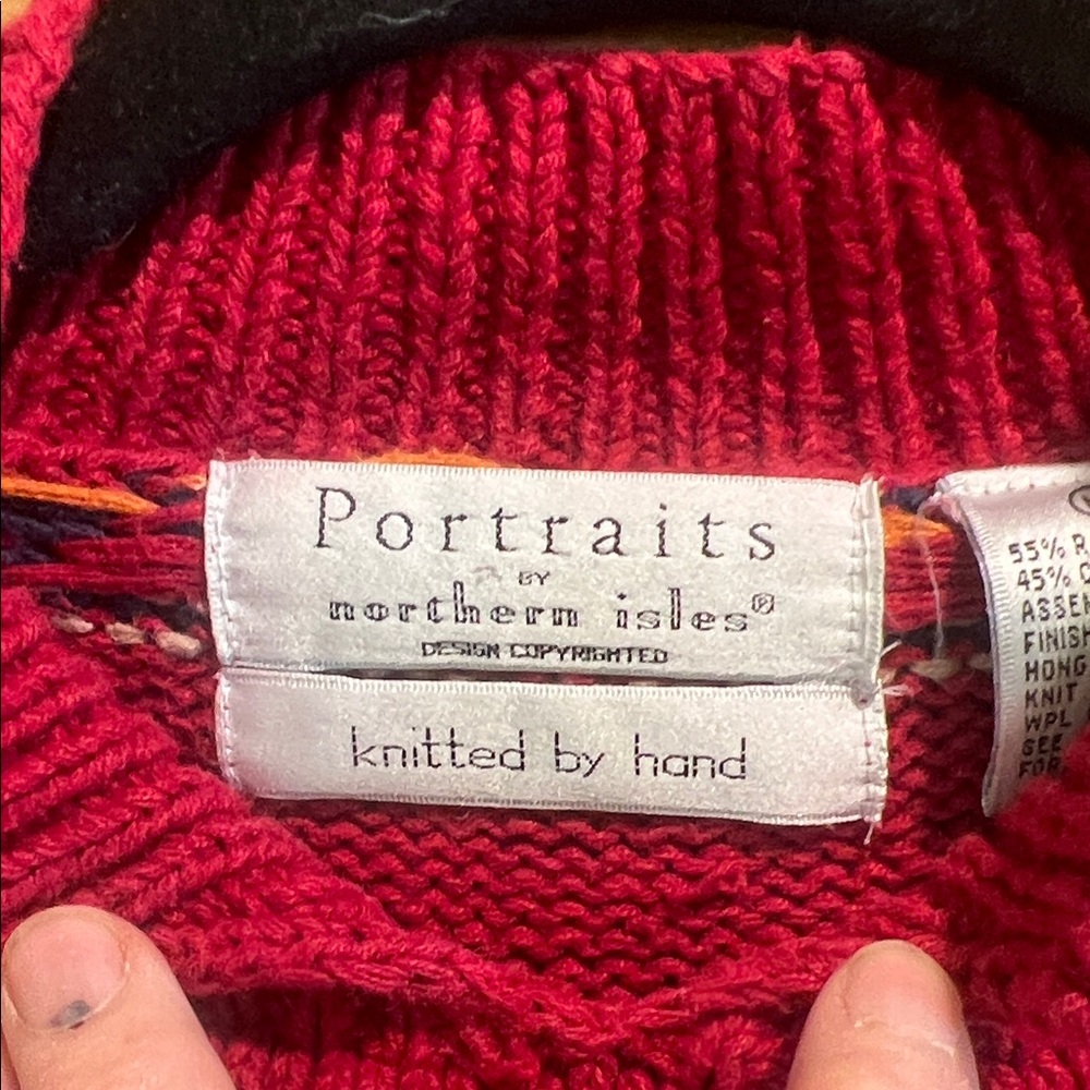 Vintage Red Knit Sweater Northern Isles SZ Med - Picture 2 of 7